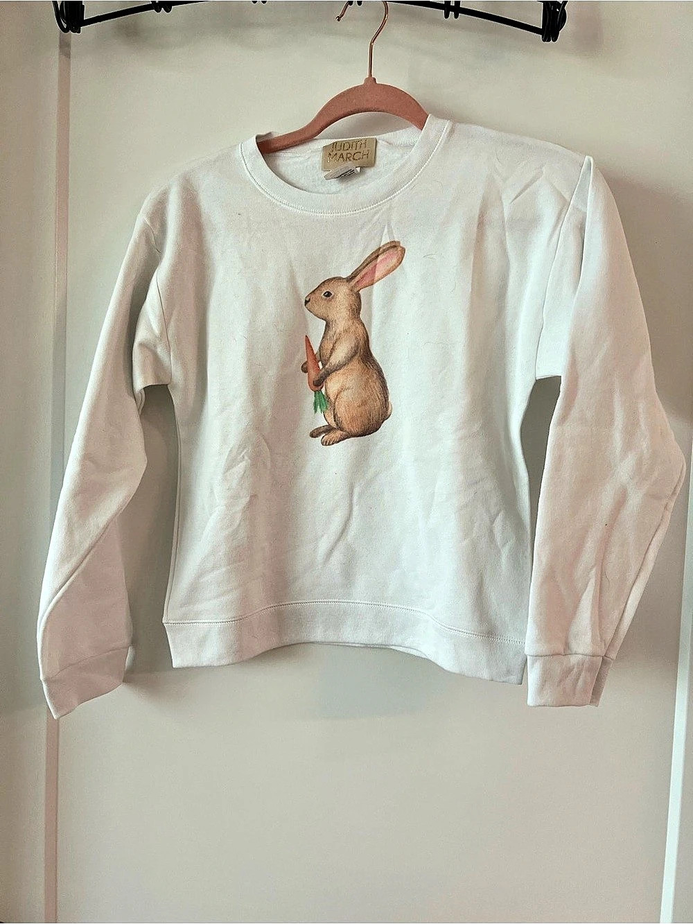 Judith March “Bunny” Graphic Long Sleeve sweatshirt in White Like New